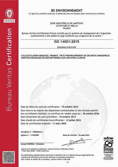 Certification ISO 14001_renouvellement 2023